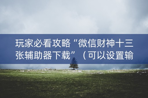 玩家必看攻略“微信财神十三张辅助器下载”（可以设置输赢吗)