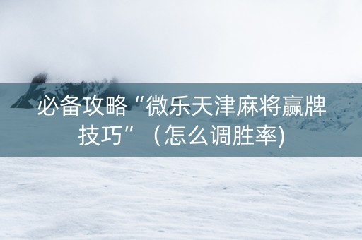 必备攻略“微乐天津麻将赢牌技巧”（怎么调胜率)