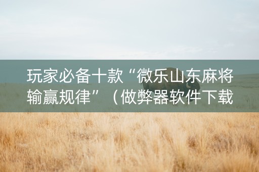 玩家必备十款“微乐山东麻将输赢规律”（做弊器软件下载)