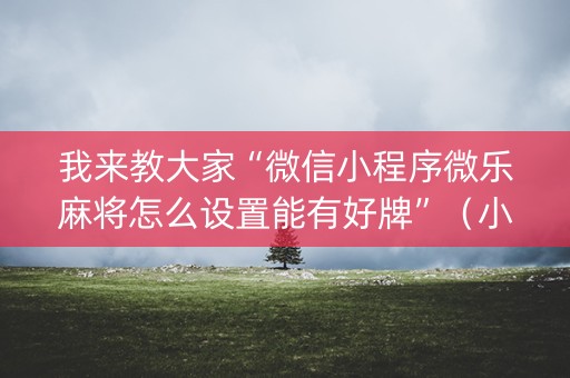 我来教大家“微信小程序微乐麻将怎么设置能有好牌”（小程序怎么才会赢)
