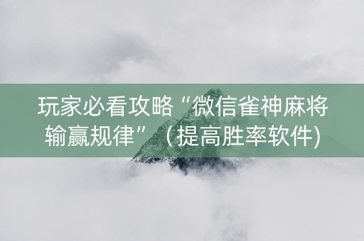玩家必看攻略“微信雀神麻将输赢规律”（提高胜率软件)