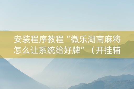 安装程序教程“微乐湖南麻将怎么让系统给好牌”（开挂辅助器脚本)