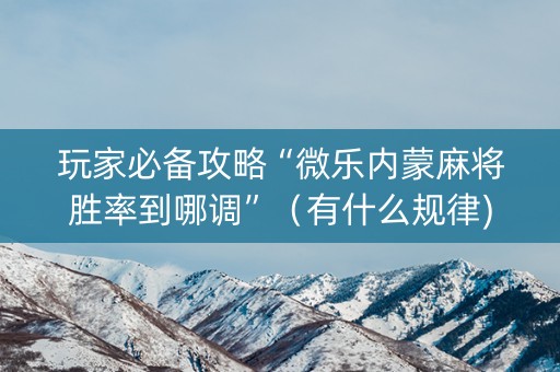 玩家必备攻略“微乐内蒙麻将胜率到哪调”（有什么规律)