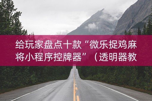 给玩家盘点十款“微乐捉鸡麻将小程序控牌器”（透明器教程)