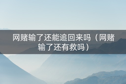 网赌输了还能追回来吗（网赌输了还有救吗）