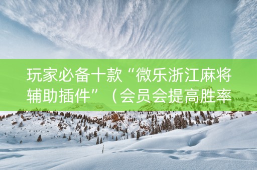 玩家必备十款“微乐浙江麻将辅助插件”（会员会提高胜率吗)