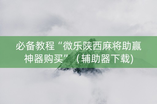 必备教程“微乐陕西麻将助赢神器购买”（辅助器下载)