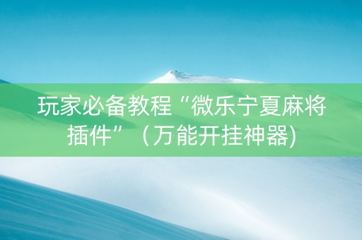 玩家必备教程“微乐宁夏麻将插件”（万能开挂神器)