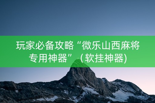 玩家必备攻略“微乐山西麻将专用神器”（软挂神器)