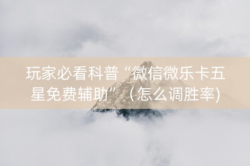 玩家必看科普“微信微乐卡五星免费辅助”（怎么调胜率)