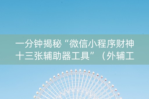 一分钟揭秘“微信小程序财神十三张辅助器工具”（外辅工具)