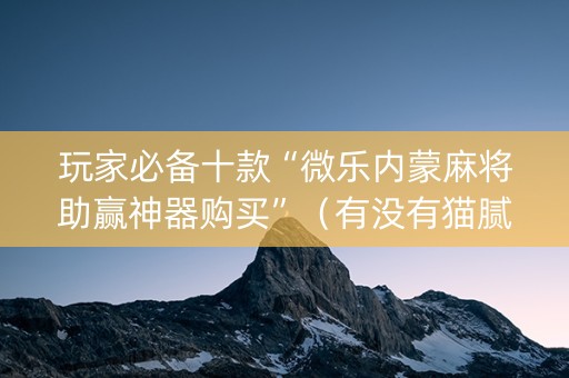 玩家必备十款“微乐内蒙麻将助赢神器购买”（有没有猫腻)