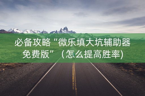 必备攻略“微乐填大坑辅助器免费版”（怎么提高胜率)