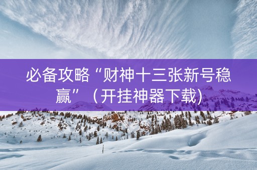 必备攻略“财神十三张新号稳赢”（开挂神器下载)