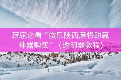 玩家必看“微乐陕西麻将助赢神器购买”（透明器教程)