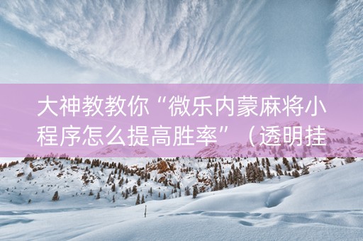 大神教教你“微乐内蒙麻将小程序怎么提高胜率”（透明挂辅助器)