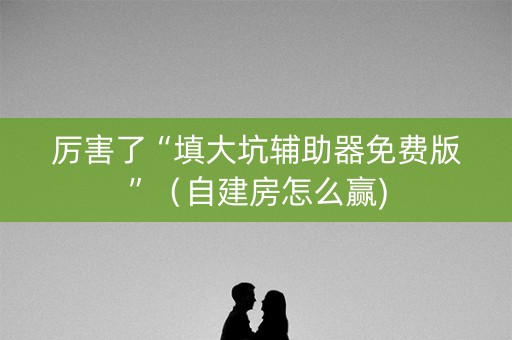厉害了“填大坑辅助器免费版”（自建房怎么赢)