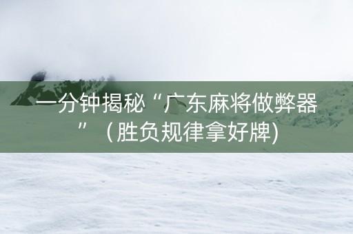 一分钟揭秘“广东麻将做弊器”（胜负规律拿好牌)