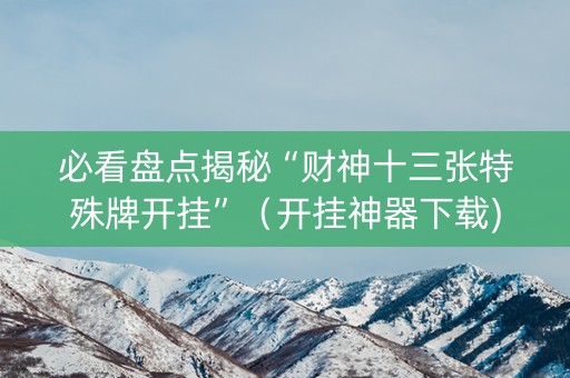 必看盘点揭秘“财神十三张特殊牌开挂”（开挂神器下载)
