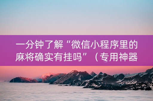 一分钟了解“微信小程序里的麻将确实有挂吗”（专用神器)