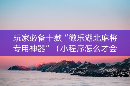 玩家必备十款“微乐湖北麻将专用神器”（小程序怎么才会赢)