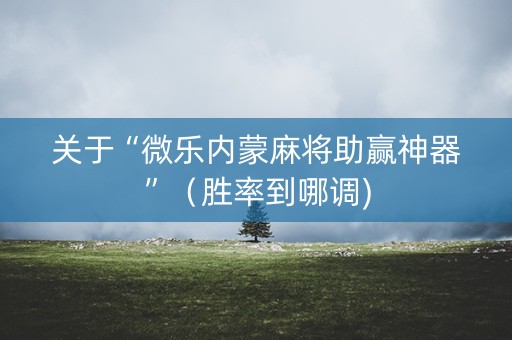 关于“微乐内蒙麻将助赢神器”（胜率到哪调)