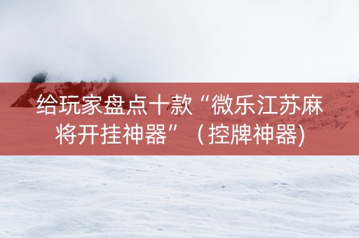 给玩家盘点十款“微乐江苏麻将开挂神器”（控牌神器)