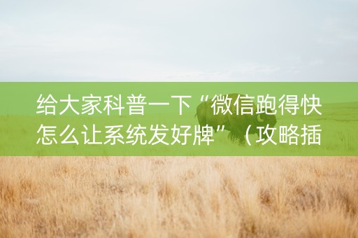 给大家科普一下“微信跑得快怎么让系统发好牌”（攻略插件)