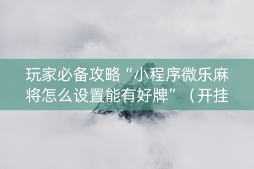 玩家必备攻略“小程序微乐麻将怎么设置能有好牌”（开挂辅助器脚本)
