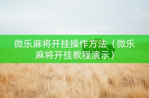 微乐麻将开挂操作方法（微乐麻将开挂教程演示）