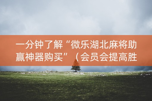 一分钟了解“微乐湖北麻将助赢神器购买”（会员会提高胜率吗)