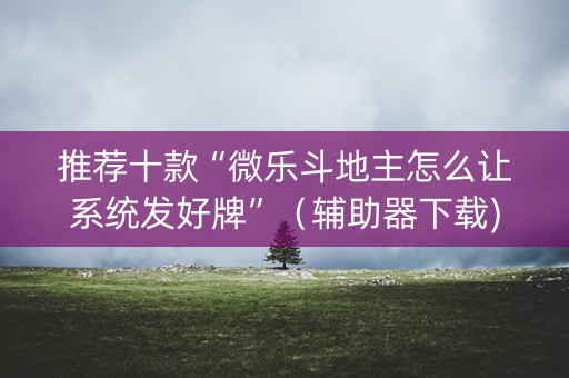推荐十款“微乐斗地主怎么让系统发好牌”（辅助器下载)