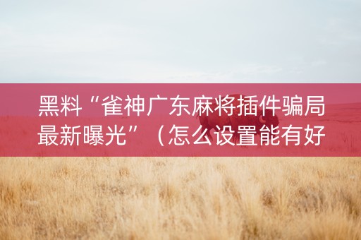 黑料“雀神广东麻将插件骗局最新曝光”（怎么设置能有好牌)