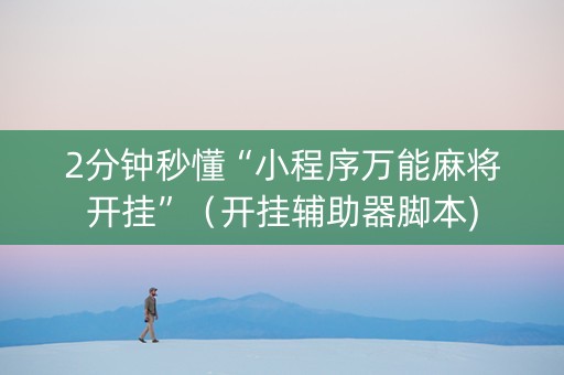 2分钟秒懂“小程序万能麻将开挂”（开挂辅助器脚本)