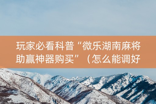 玩家必看科普“微乐湖南麻将助赢神器购买”（怎么能调好牌)