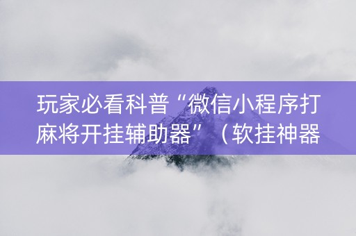 玩家必看科普“微信小程序打麻将开挂辅助器”（软挂神器)