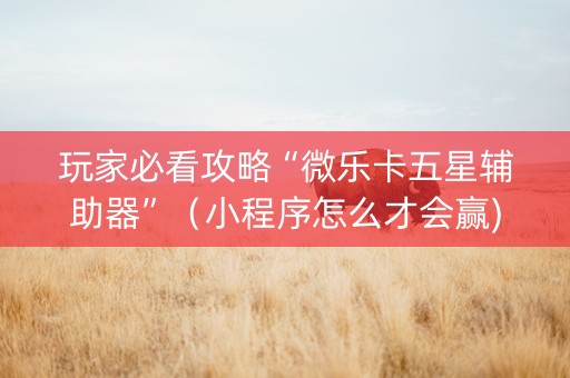 玩家必看攻略“微乐卡五星辅助器”（小程序怎么才会赢)