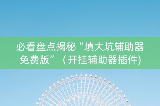 必看盘点揭秘“填大坑辅助器免费版”（开挂辅助器插件)