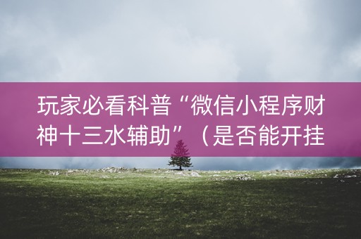 玩家必看科普“微信小程序财神十三水辅助”（是否能开挂)
