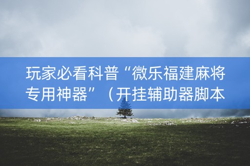 玩家必看科普“微乐福建麻将专用神器”（开挂辅助器脚本)