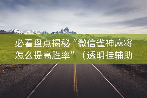 必看盘点揭秘“微信雀神麻将怎么提高胜率”（透明挂辅助器)