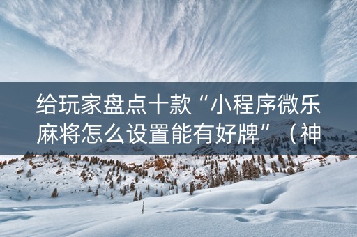 给玩家盘点十款“小程序微乐麻将怎么设置能有好牌”（神器通用版)