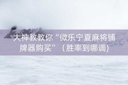 大神教教你“微乐宁夏麻将铺牌器购买”（胜率到哪调)