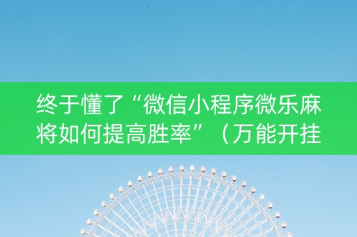 终于懂了“微信小程序微乐麻将如何提高胜率”（万能开挂神器)