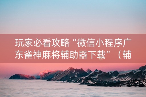 玩家必看攻略“微信小程序广东雀神麻将辅助器下载”（辅牌器插件购买)