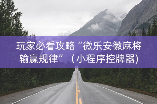 玩家必看攻略“微乐安徽麻将输赢规律”（小程序控牌器)
