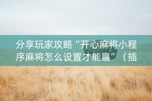 分享玩家攻略“开心麻将小程序麻将怎么设置才能赢”（插件可信吗)
