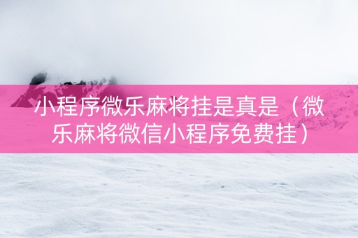 小程序微乐麻将挂是真是（微乐麻将微信小程序免费挂）