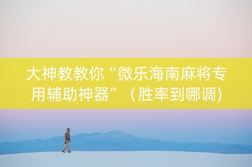 大神教教你“微乐海南麻将专用辅助神器”（胜率到哪调)