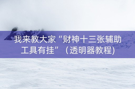 我来教大家“财神十三张辅助工具有挂”（透明器教程)